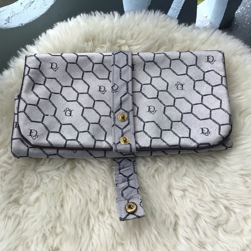 Christian Dior Sacs de Beaute Jacquard Silk Honeycomb Foldover Travel Bag - Picture 4 of 10